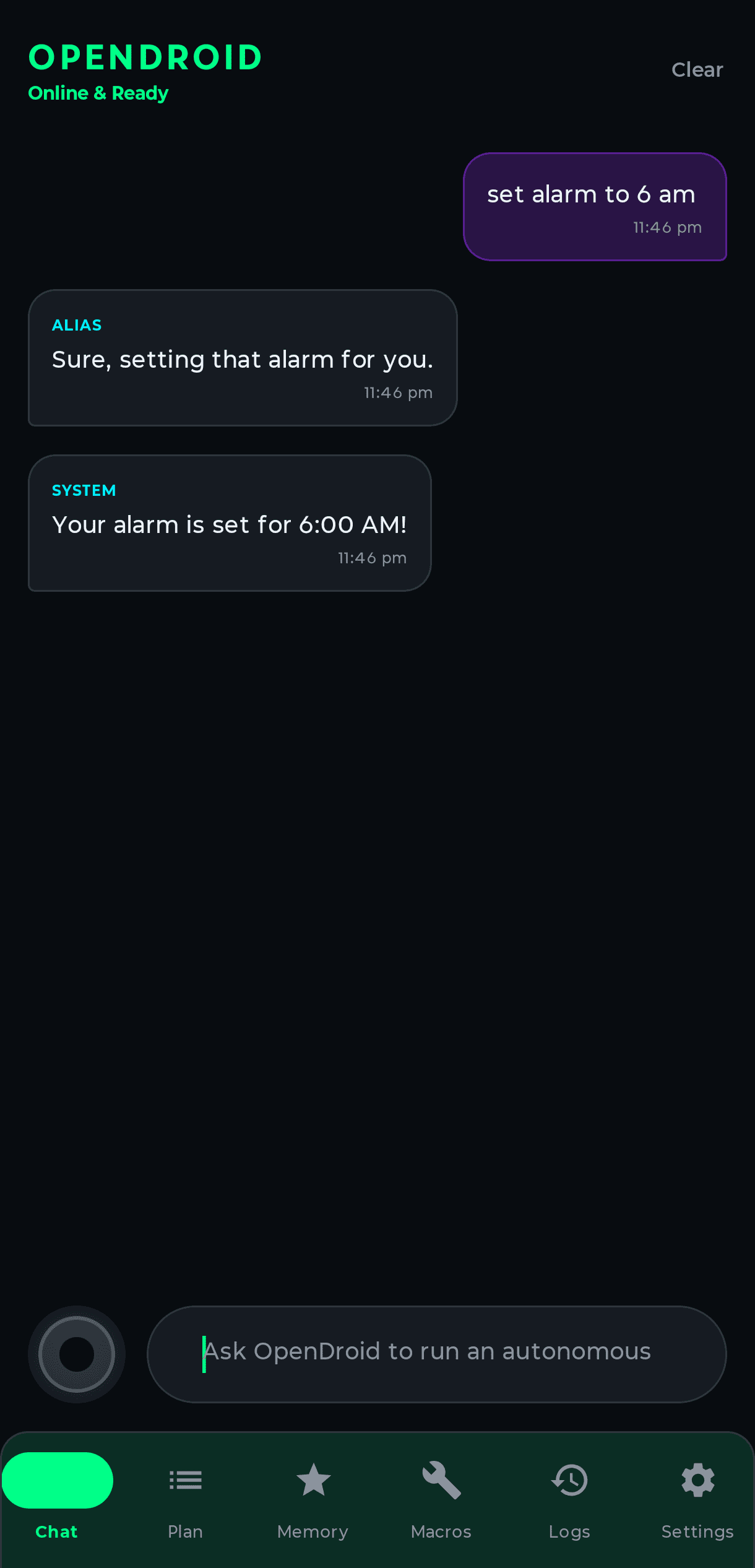 OpenDroid Alarm Control